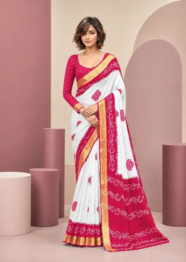 Leelavati_Printed_Blocked_Printed_Woven_Bandhani_Pure_Cotton_Saree_Pink