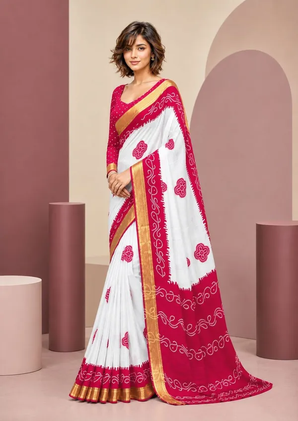 Leelavati_Printed_Blocked_Printed_Woven_Bandhani_Pure_Cotton_Saree_Pink