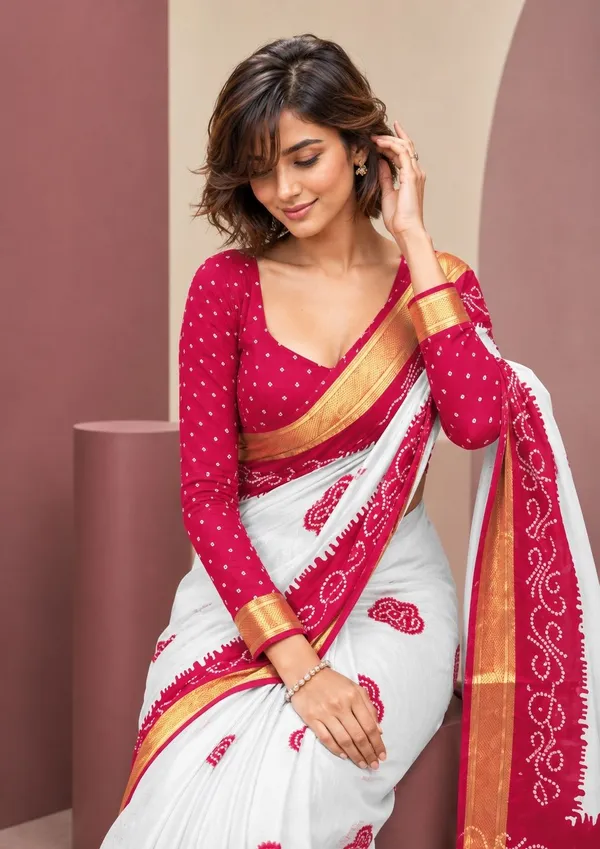 Leelavati_Printed_Blocked_Printed_Woven_Bandhani_Pure_Cotton_Saree_Pink