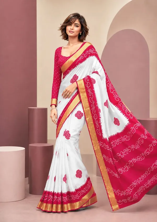Leelavati_Printed_Blocked_Printed_Woven_Bandhani_Pure_Cotton_Saree_Pink