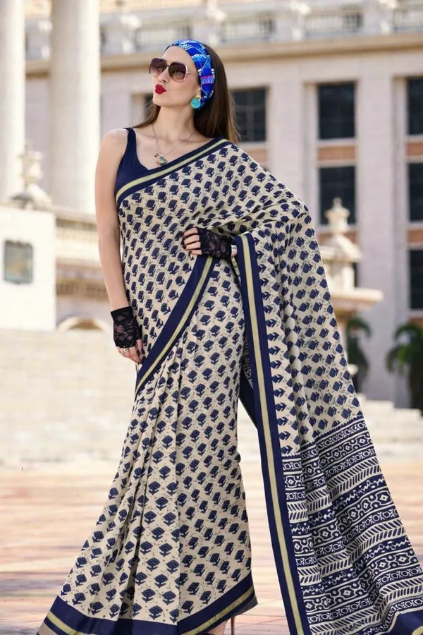 Leelavati_Printed_Floral_Print_Geometric_Print_Blocked_Printed_Woven_Daily_Wear_Pure_Cotton_Saree_Blue