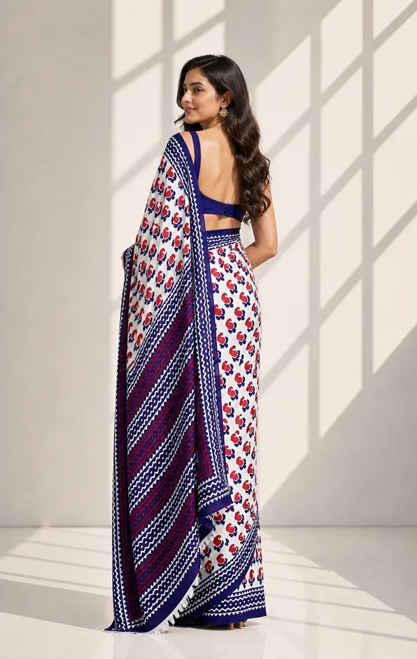 Leelavati_Printed_Floral_Print_Geometric_Print_Blocked_Printed_Woven_Daily_Wear_Pure_Cotton_Saree_Red