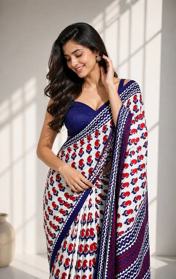 Leelavati_Printed_Floral_Print_Geometric_Print_Blocked_Printed_Woven_Daily_Wear_Pure_Cotton_Saree_Red