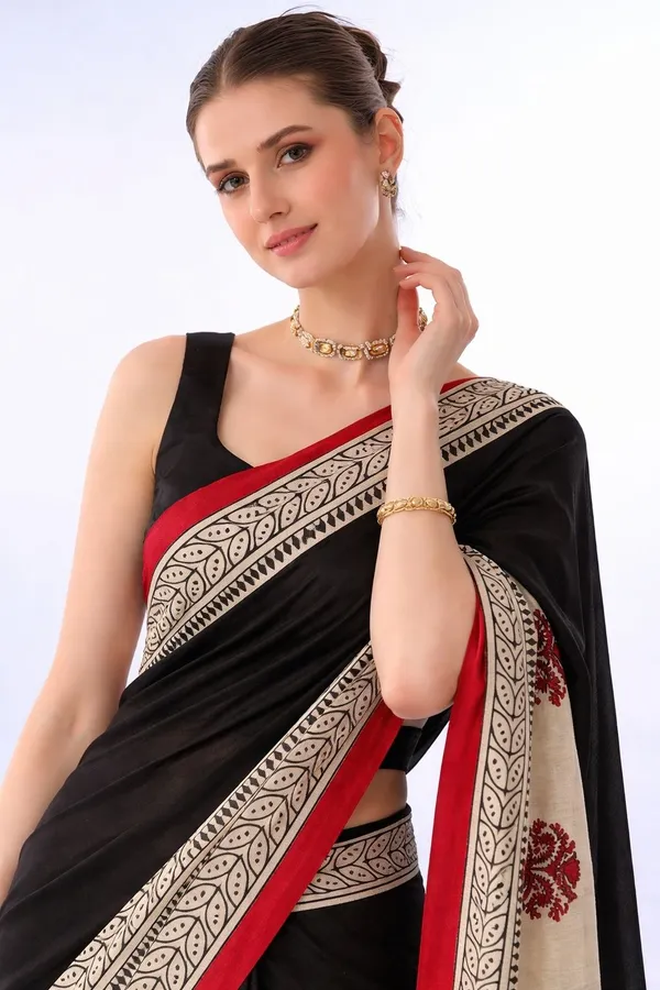 Leelavati_Printed_Floral_Print_Geometric_Print_Blocked_Printed_Daily_Wear_Pure_Cotton_Saree_Black