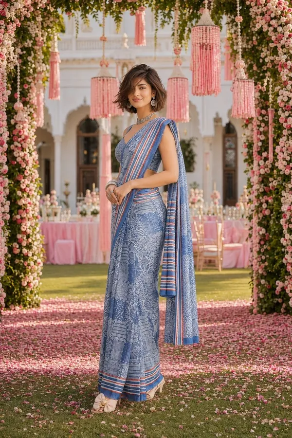 Leelavati_Printed_Floral_Print_Geometric_Print_Blocked_Printed_Daily_Wear_Pure_Cotton_Saree_Blue