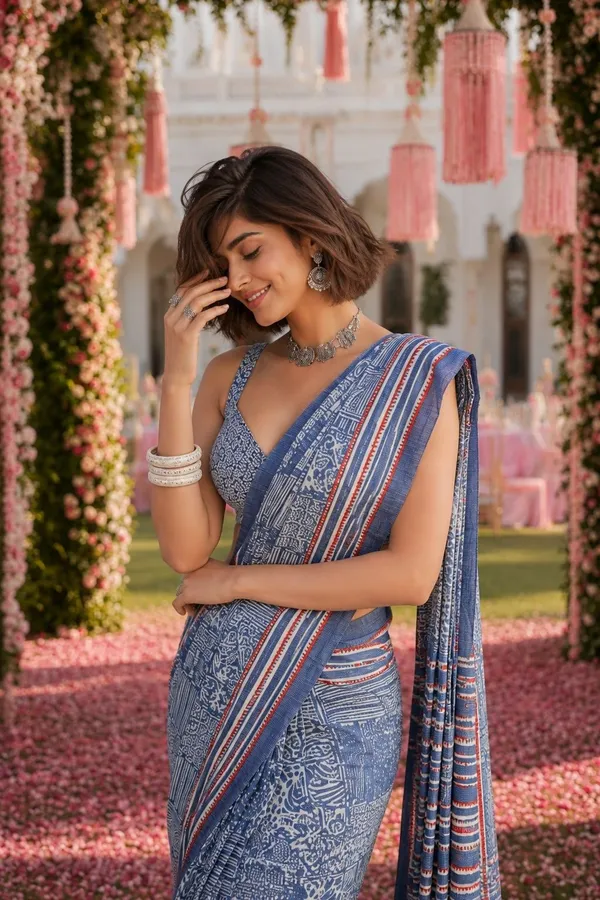 Leelavati_Printed_Floral_Print_Geometric_Print_Blocked_Printed_Daily_Wear_Pure_Cotton_Saree_Blue