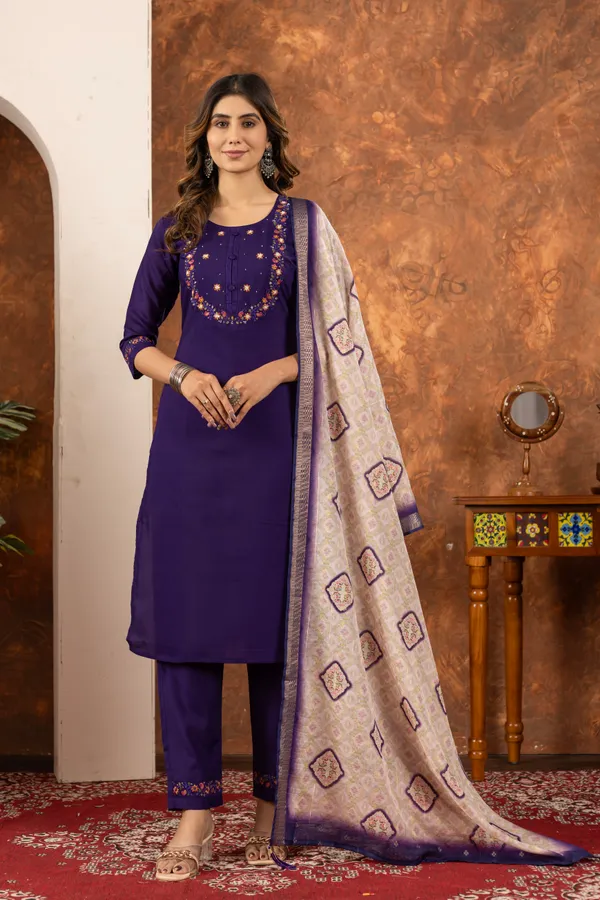 Purple_Marina_Silk_Embroidered_Kurti_With_Pant_And_Dupatta_For_Women