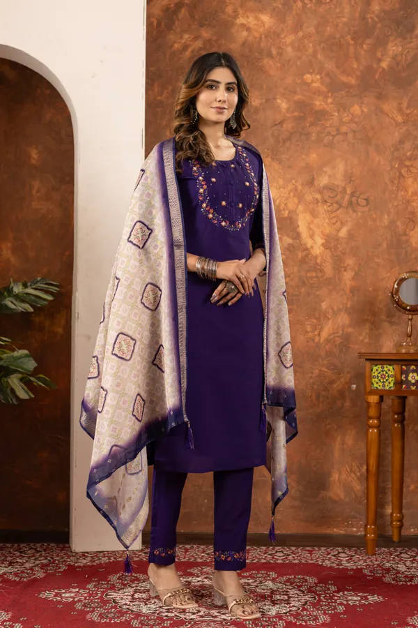 Purple_Marina_Silk_Embroidered_Kurti_With_Pant_And_Dupatta_For_Women