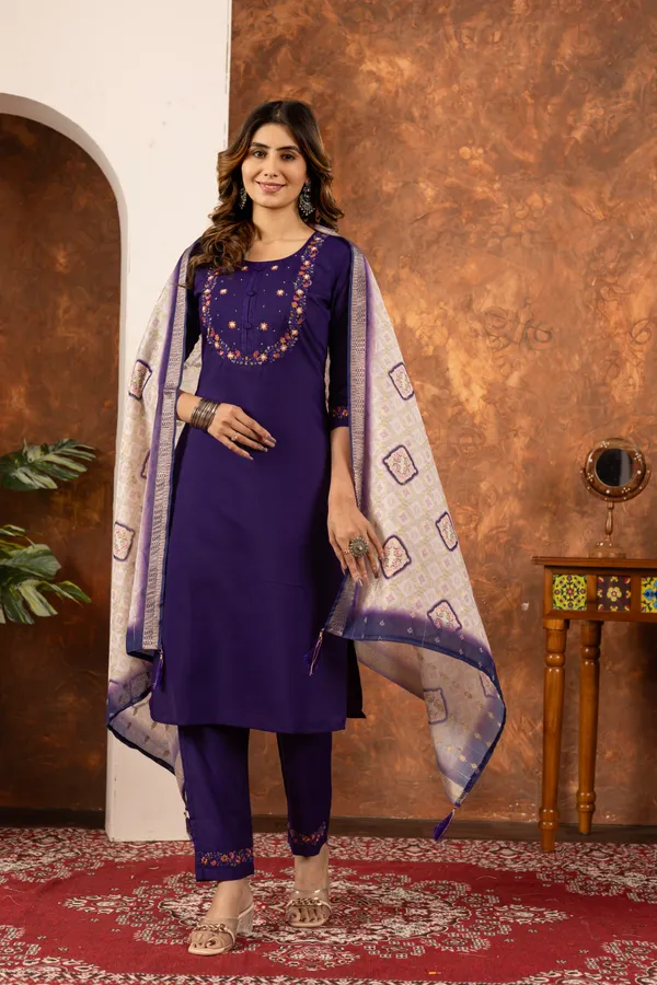 Purple_Marina_Silk_Embroidered_Kurti_With_Pant_And_Dupatta_For_Women