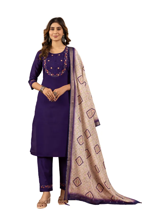 Purple_Marina_Silk_Embroidered_Kurti_With_Pant_And_Dupatta_For_Women