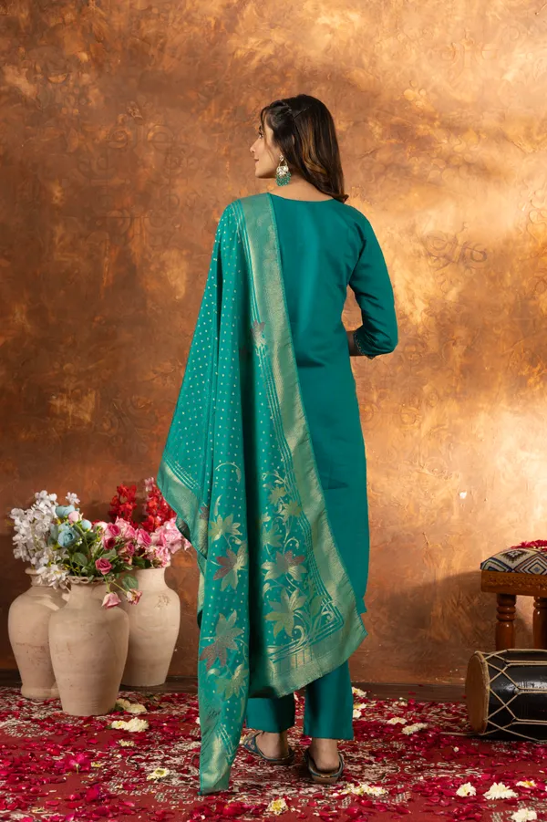 Rama_Green_Marina_Silk_Embroidered_Kurti_With_Pant_And_Dupatta_For_Women