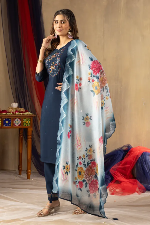 Blue_Viscose_Mango_Silk_Embroidery_Kurti_With_Pant_And_Dupatta_For_Women