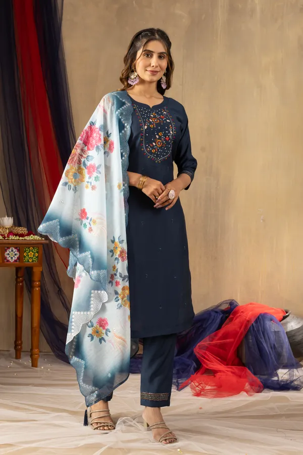 Blue_Viscose_Mango_Silk_Embroidery_Kurti_With_Pant_And_Dupatta_For_Women