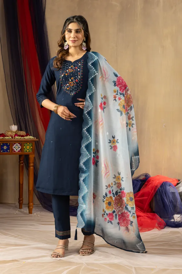 Blue_Viscose_Mango_Silk_Embroidery_Kurti_With_Pant_And_Dupatta_For_Women