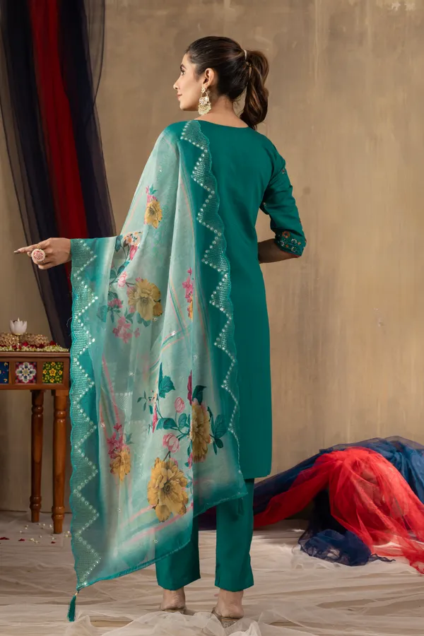 Rama_Green_Roman_Silk_Straight_Kurti_With_Pant_And_Dupatta_For_Women