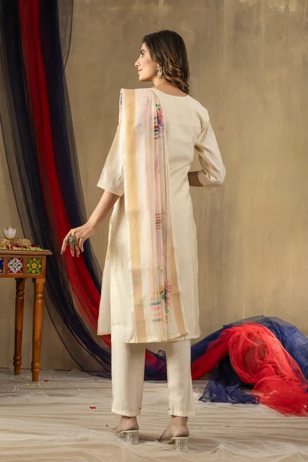 Off_White_Shimmer_Gold_Silk_Embroidery_Kurti_With_Pant_And_Dupatta_For_Women
