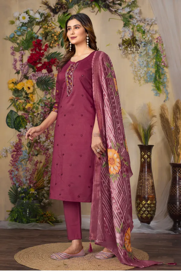Pink_Roman_Silk_Embroidered_Kurti_With_Pant_And_Dupatta_For_Women