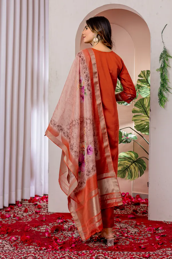 Orange_Viscose_Silk_Straight_Kurti_With_Pant_And_Dupatta_For_Women