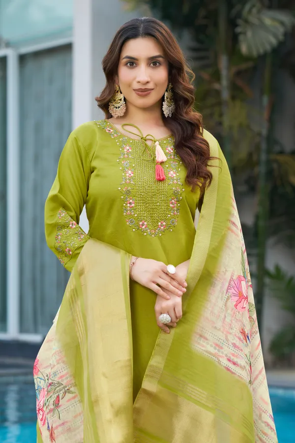 Parrot_Green_Viscose_Silk_Straight_Kurti_With_Pant_And_Dupatta_For_Women