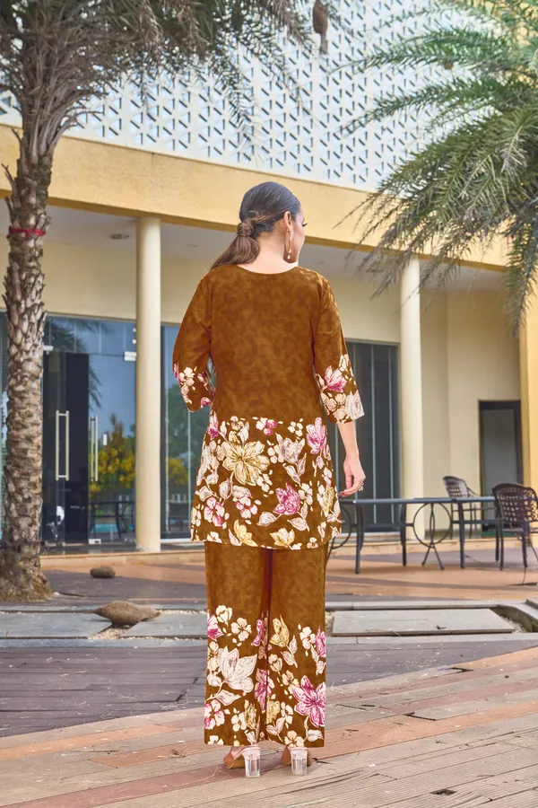 Brown_Cotton_A-Line_Printed_Co-Ords_Set_For_Women