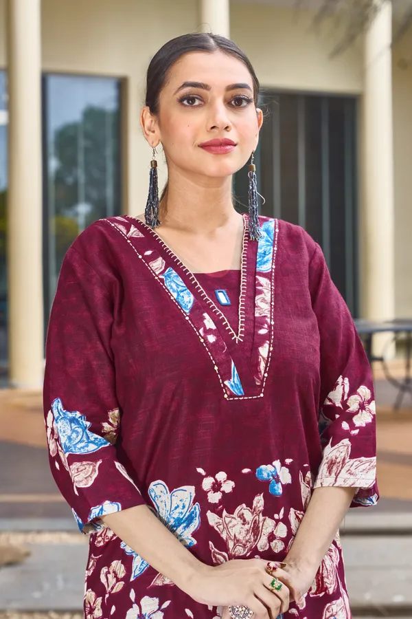 Maroon_Cotton_Printed_A-Line_Co-Ord_Set_For_Women