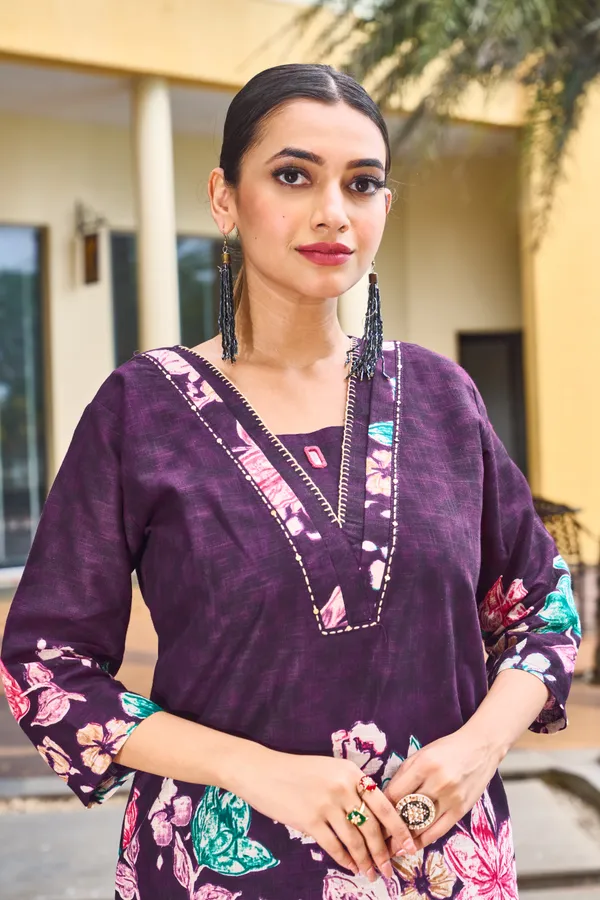 Purple_Cotton_A-Line_Printed_Co-Ords_Set_For_Women