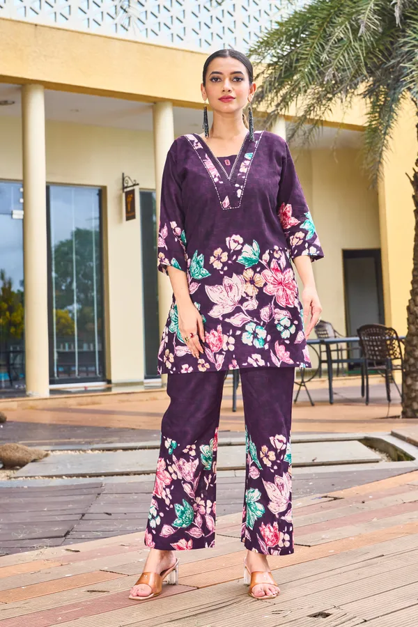 Purple_Cotton_A-Line_Printed_Co-Ords_Set_For_Women
