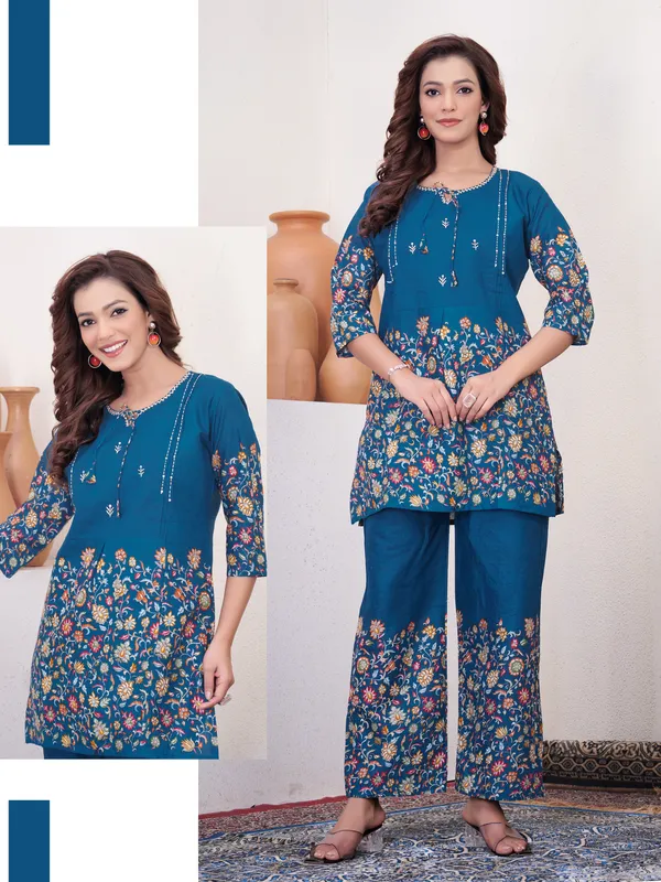 Blue_Pure_Cotton_Printed_Co-Ord_Set_For_Women