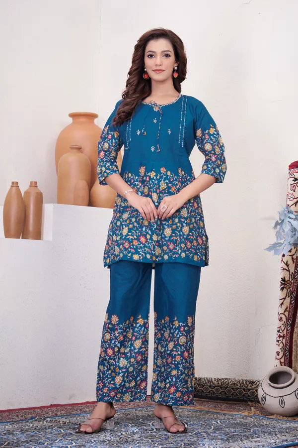 Blue_Pure_Cotton_Printed_Co-Ord_Set_For_Women