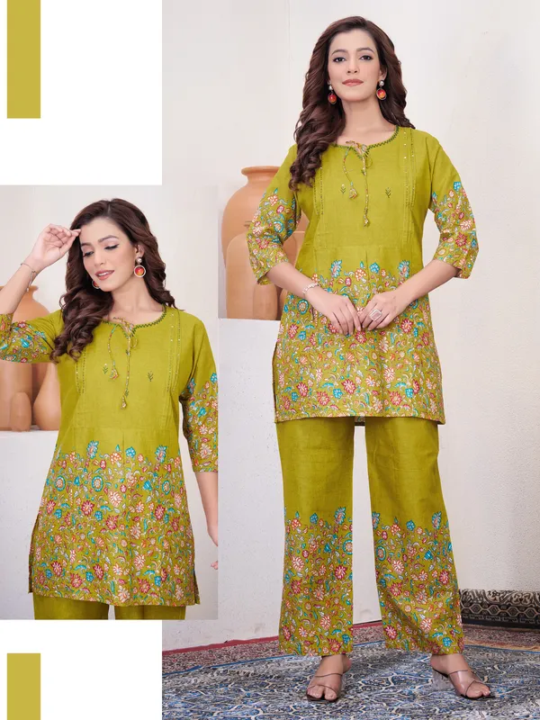 Lemon_Yellow_Cotton_Printed_Co-Ords_Set_For_Women