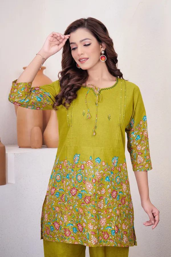 Lemon_Yellow_Cotton_Printed_Co-Ords_Set_For_Women