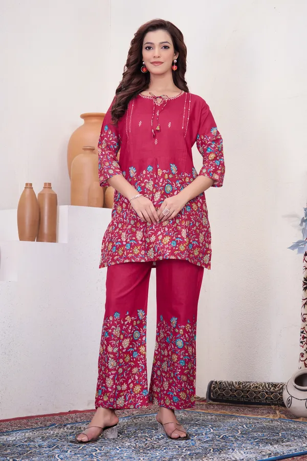 Pink_Pure_Cotton_Printed_Co-Ords_Set_For_Women