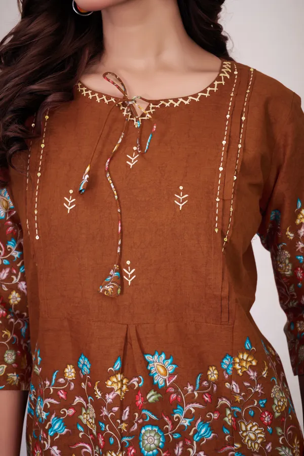 Rust_Pure_Cotton_Printed_Co-Ords_Set_For_Women