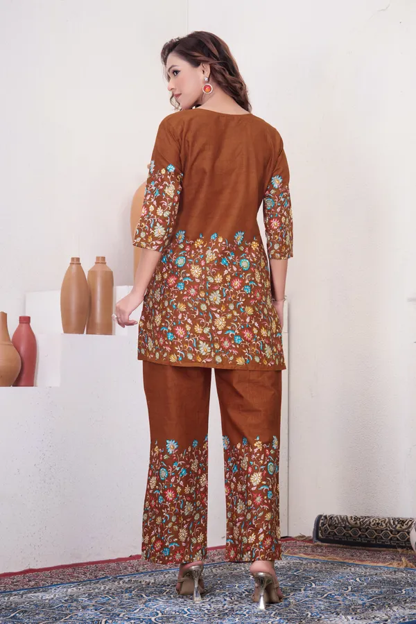 Rust_Pure_Cotton_Printed_Co-Ords_Set_For_Women