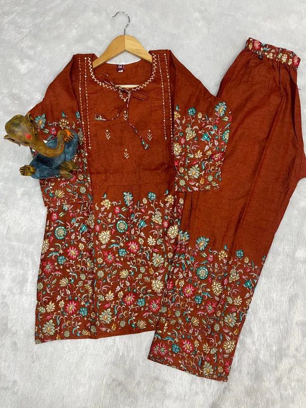 Rust_Pure_Cotton_Printed_Co-Ords_Set_For_Women