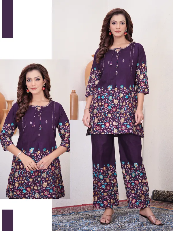 Wine_Cotton_Printed_Co-Ords_Set_For_Women