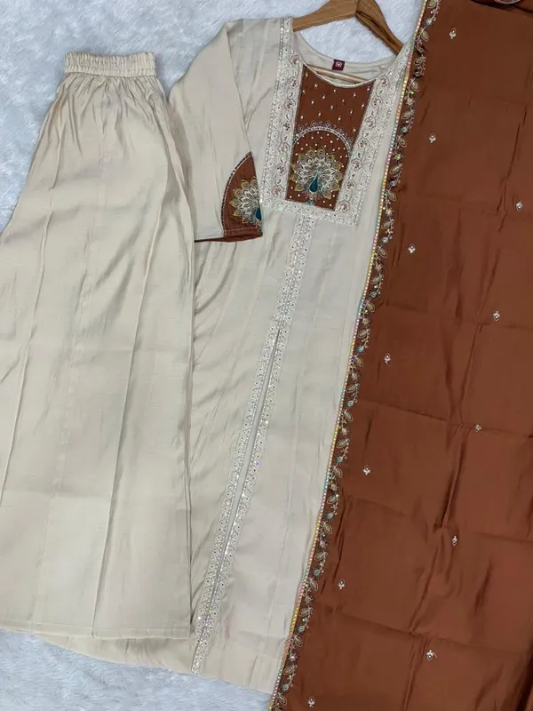 Cream_Roman_Silk_Embroidery_Anarkali_Kurti_With_Palazzo_And_Dupatta_For_Women