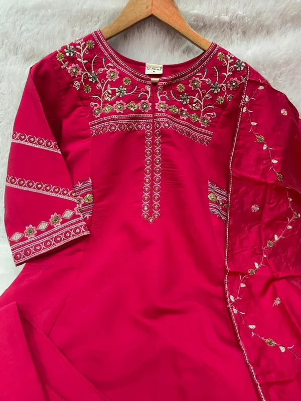 Rani_Pink_Viscose_Mango_Silk_Anarkali_Kurti_With_Palazzo_And_Dupatta_For_Women