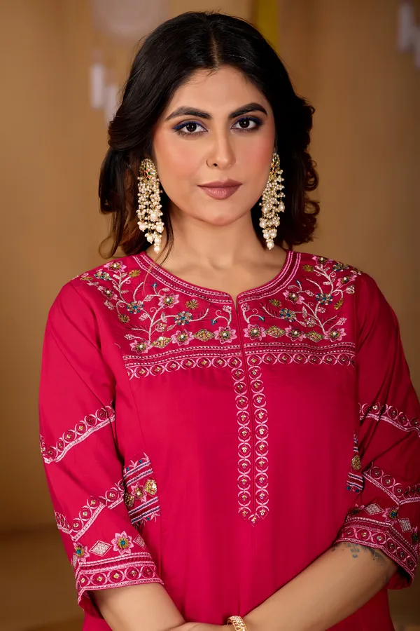 Rani_Pink_Viscose_Mango_Silk_Anarkali_Kurti_With_Palazzo_And_Dupatta_For_Women