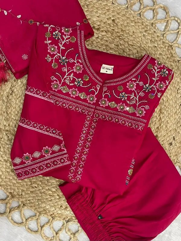 Rani_Pink_Viscose_Mango_Silk_Anarkali_Kurti_With_Palazzo_And_Dupatta_For_Women