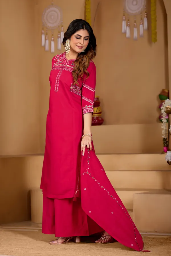 Rani_Pink_Viscose_Mango_Silk_Anarkali_Kurti_With_Palazzo_And_Dupatta_For_Women