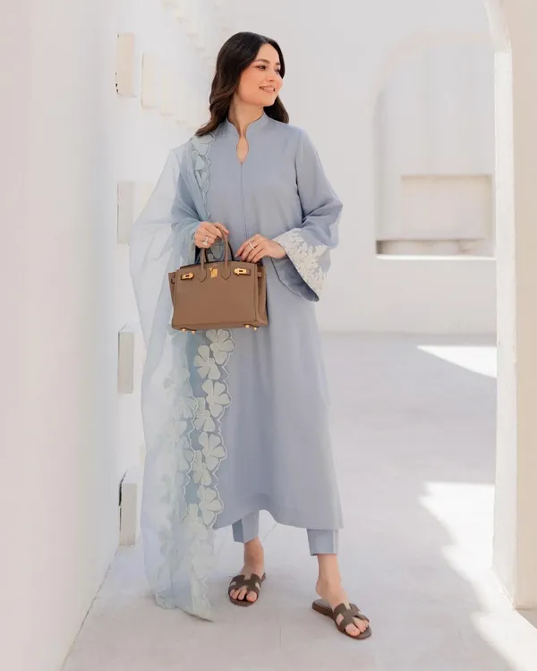 Blue_Chanderi_Silk_Embroidered_Kurti_With_Pant_And_Dupatta_For_Women