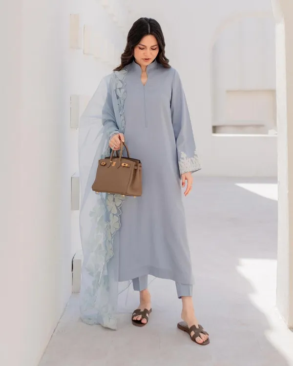 Blue_Chanderi_Silk_Embroidered_Kurti_With_Pant_And_Dupatta_For_Women