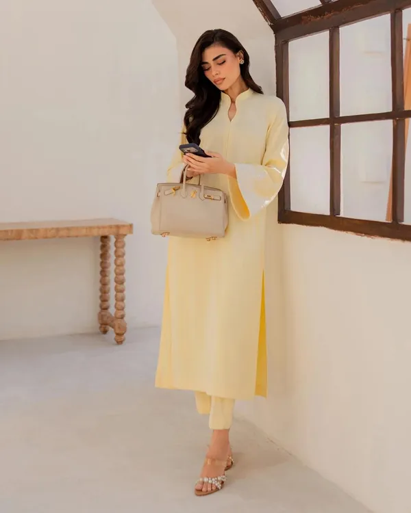 Yellow_Chanderi_Silk_Embroidered_Kurti_With_Pant_And_Dupatta_For_Women