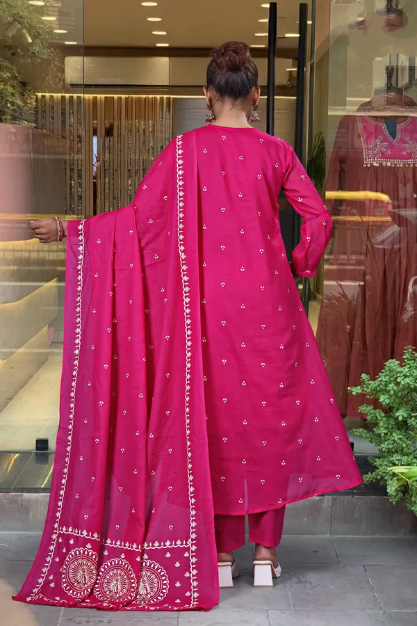 Pink_Cotton_Khadi_Print_Embroidery_Kurti_With_Pant_And_Dupatta_For_Women