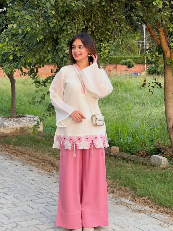 Launching_New_🦋_Đěsigner_Party_Wear_Look_Pur_Roman_Silk_Top_&_Plazzo__set*