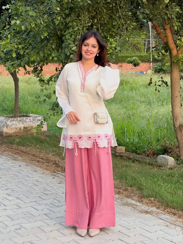 Launching_New_🦋_Đěsigner_Party_Wear_Look_Pur_Roman_Silk_Top_&_Plazzo__set*
