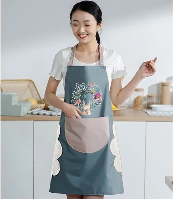 THE_HOMEROOTS_Cotton_Apron_-_Free_Size_(Green,_Single_Piece)_-_Pack_Of_2
