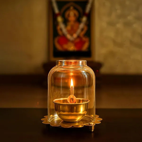 THE_HOMEROOTS_Brass_Akhand_Jyot_Diya_with_Glass_Cover_|_Adjustable_Wick_Control_System_|_Long_Burning_Akhand_Deepak_for_Mandir,_Pooja,_Aarti,_Diwali_&_Religious_Ceremonies_|_Traditional_Brass_Oil_Lamp_|__4.5"_Height_(_Size_No._2_)