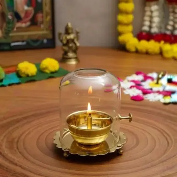 THE_HOMEROOTS_Brass_Akhand_Jyot_Diya_with_Glass_Cover_|_Adjustable_Wick_Control_System_|_Long_Burning_Akhand_Deepak_for_Mandir,_Pooja,_Aarti,_Diwali_&_Religious_Ceremonies_|_Traditional_Brass_Oil_Lamp_|__4.5"_Height_(_Size_No._2_)